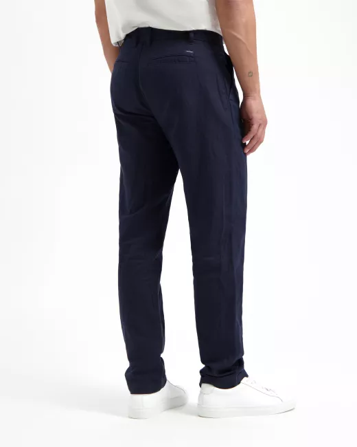 KUYICHI - Pantalon chino Midnight Blue en lin  KUYICHI - Pantalon chino Midnight Blue en lin