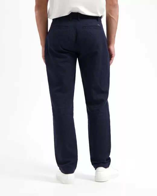 KUYICHI - Pantalon chino Midnight Blue en lin  KUYICHI - Pantalon chino Midnight Blue en lin