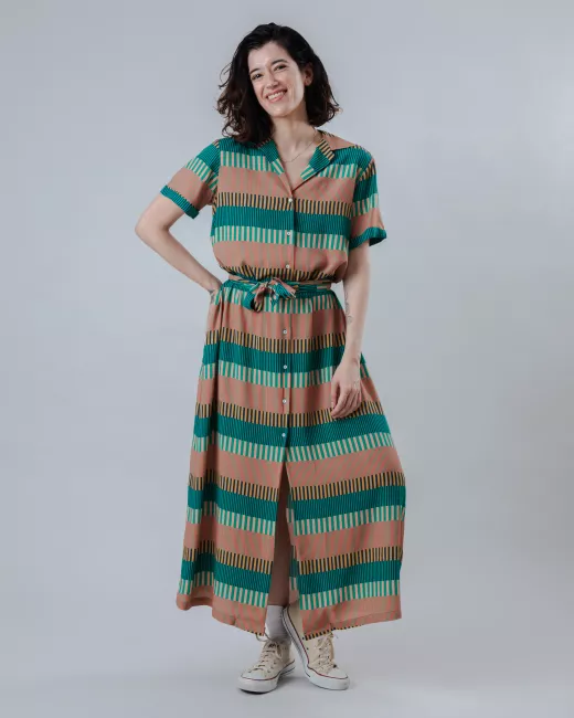 Marisol Navy Long straight-cut dress
