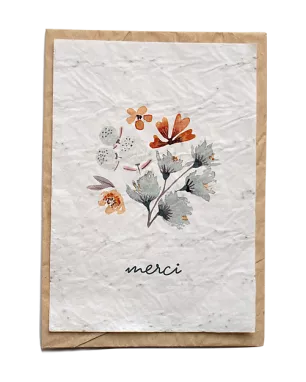 Growing paper – Carte ensemencée – Fleuri Merci rond