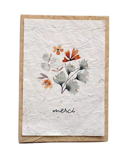 Growing paper – Carte ensemencée – Fleuri Merci rond