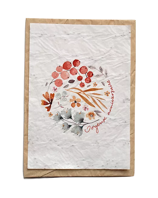 Growing paper – Carte ensemencée – Fleuri Anniversaire rond