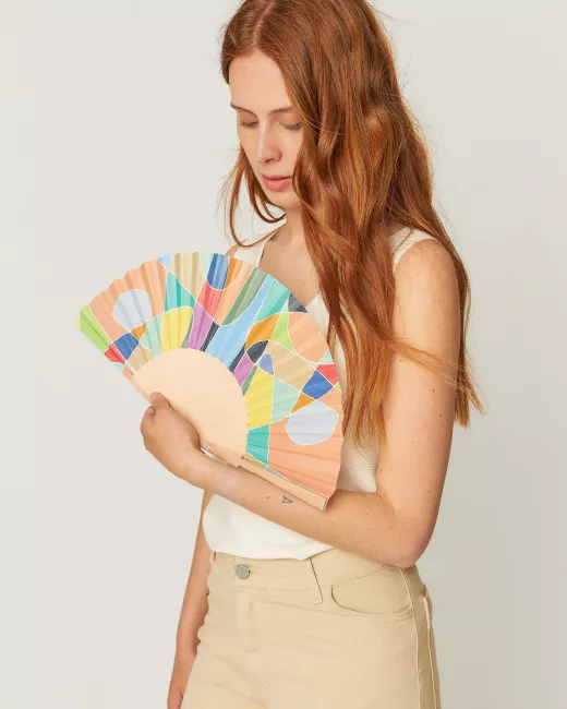 SKFK - Éventail Bero en Bois Naturel et Coton SKFK - Éventail Bero en Bois Naturel et Coton