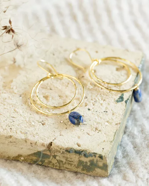 A Beautiful Story - Boucles d'oreilles Enjoyable Lapis Lazuli Plaqué Or