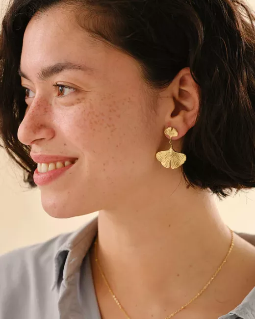 Expressive Rose Quartz Gold Plated Earrings