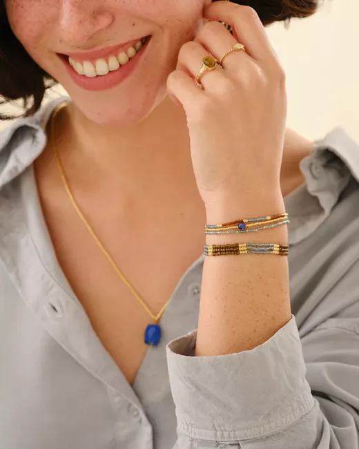 A Beautiful Story - Bracelet Reflection Lapis lazuli Doré