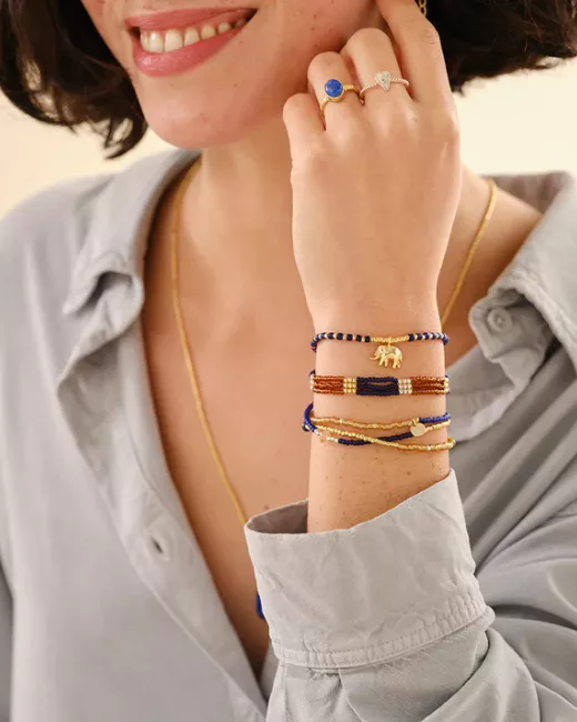 Reflection Lapis lazuli Armband Goudkleurig