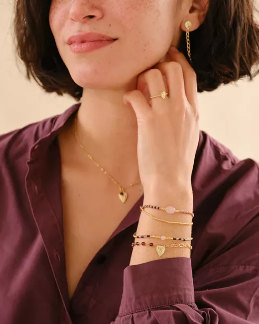 Soothing Rose Quartz Bracelet Gold Colored