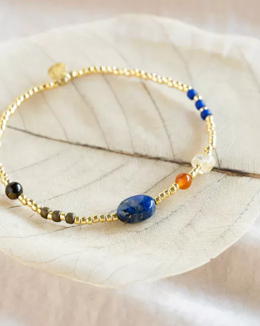 Harmonious Lapis lazuli Bracelet Gold Colored