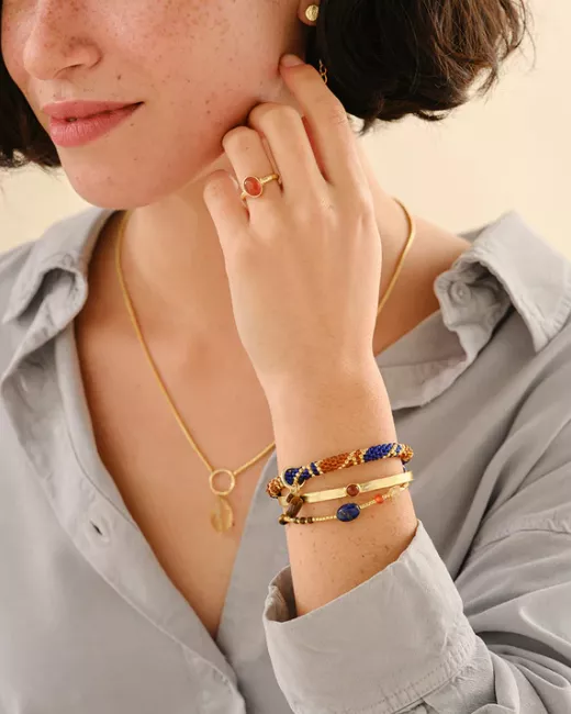 Harmonious Lapis lazuli Bracelet Gold Colored