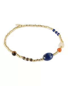 Amuse Lapis Lazuli Gemstone Mix Bracelet Gold Colored