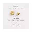 Broche Set Klavervier - Hart Verguld