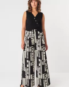 SKFK - Pantalon palazzo à taille haute BASABE