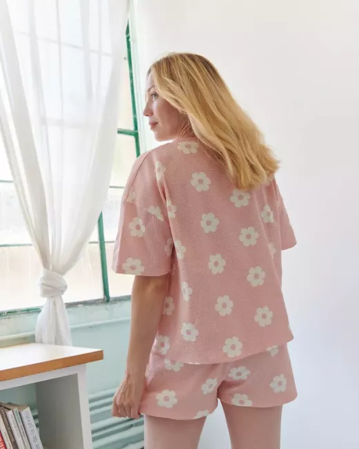 Waffle-textured organic cotton pyjama Waffle-textured organic cotton pyjama