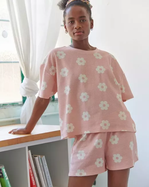 Waffle-textured organic cotton pyjama