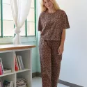 Long organic cotton pajama - Léopard Marron