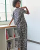 Long organic cotton pajama - Léopard Marron