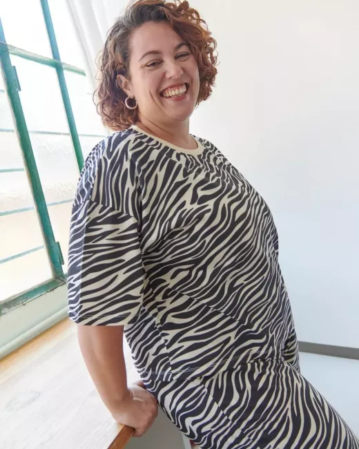 Long organic cotton pajama - Léopard Marron