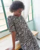 Long organic cotton pajama - Léopard Marron
