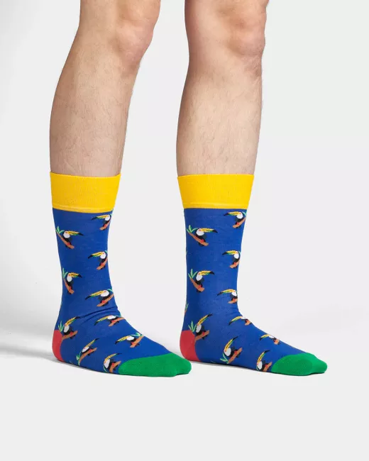 DillySocks - Chaussettes colorées avec motif Tropical Toucan DillySocks - Chaussettes colorées avec motif Tropical Toucan
