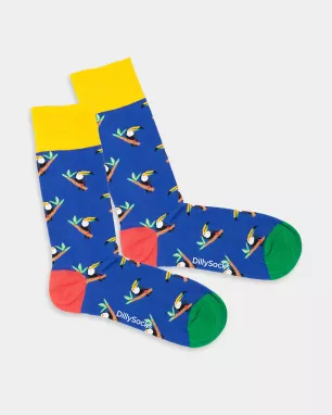 DillySocks - Chaussettes colorées avec motif Tropical Toucan