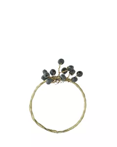 Madame Stoltz - Rond de serviette en fer avec perles anthracites