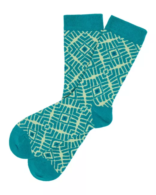 Organic cotton patterned socks DEEP LAGOON