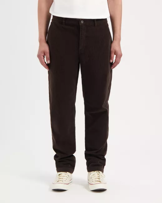 KUYICHI - Pantalon chino taupe en velours côtelé DARREN