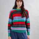 Pull en coton bio à rayures multicolores