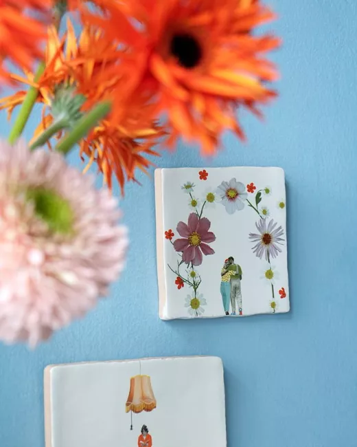 Handcrafted decorative ceramic tiles 10x10cm