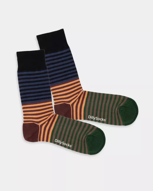 DillySocks - Chaussettes colorées avec motif Earthy Stripes