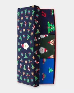 DillySocks - Box de 3 paires de Chaussettes colorées avec motif - Holiday Magic