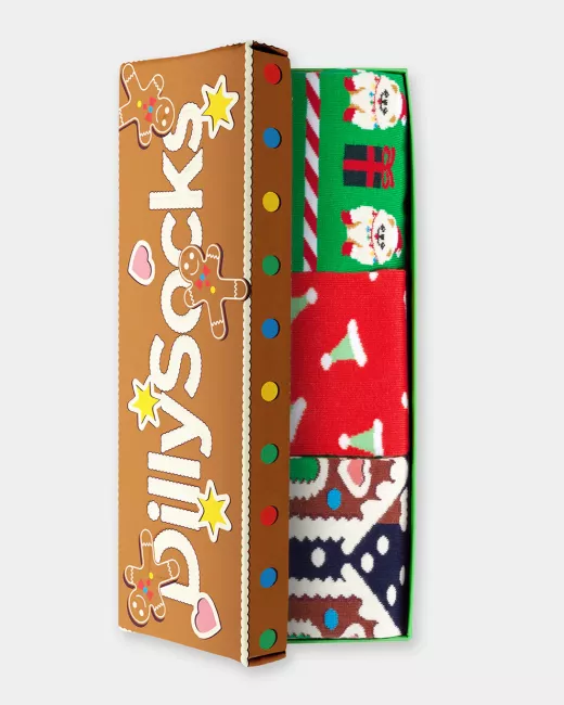 Doos met 3 paar paren Kleurrijke sokken met motief - Holiday Magic