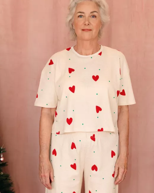 We are Jolies - Pyjama long gaufré en coton bio Petit Coeur