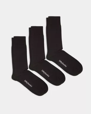 DillySocks - Chaussettes unies noires – Pack de 3