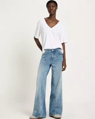 LANIUS - Jeans Marlene taille haute en denim Candiani
