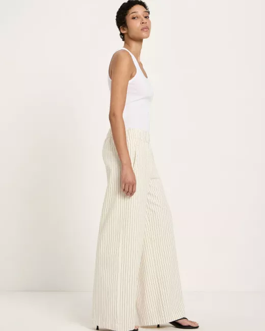 LANIUS - Pantalon rayé en coton biologique 