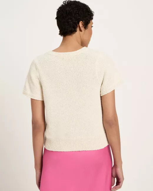 Bouclé trui met korte mouwen