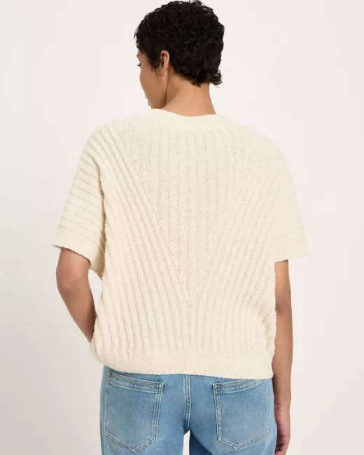 Bouclé trui met korte mouwen