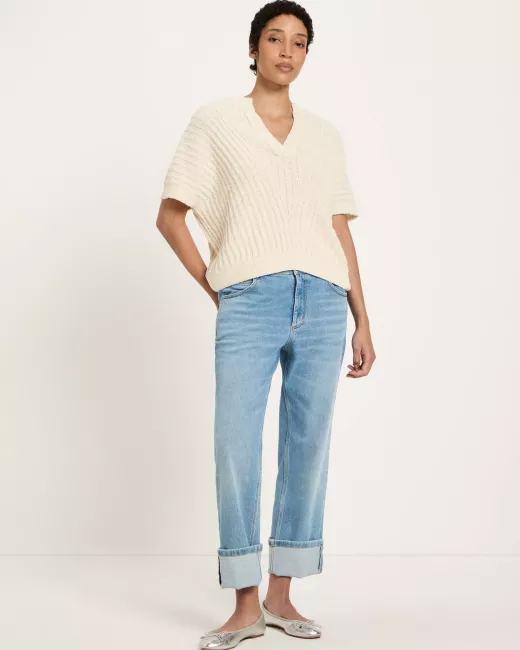 Bouclé short-sleeved sweater