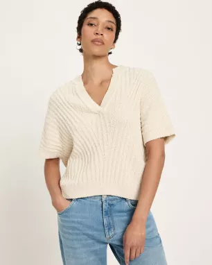 Bouclé short-sleeved sweater