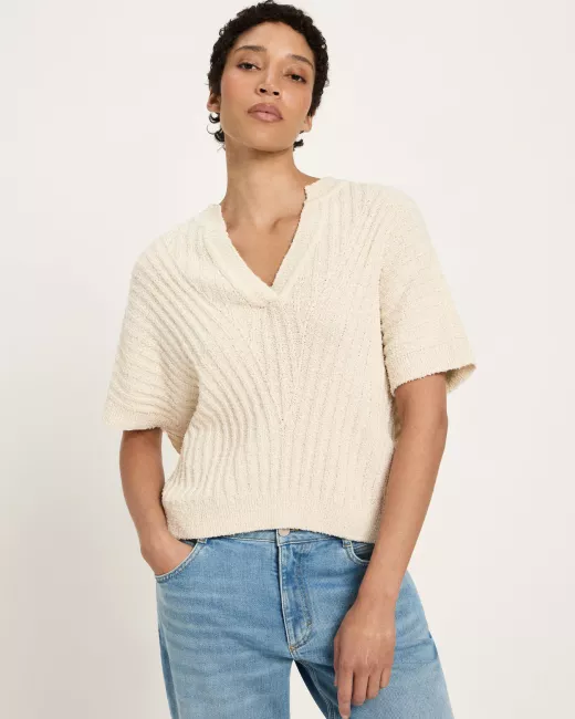 Bouclé short-sleeved sweater