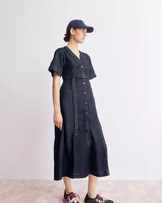 Woven linen dress MATHAA LINO STRIPES