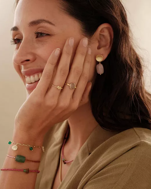 A Beautiful Story - Bague Honorable Ginkgo Plaquée Or