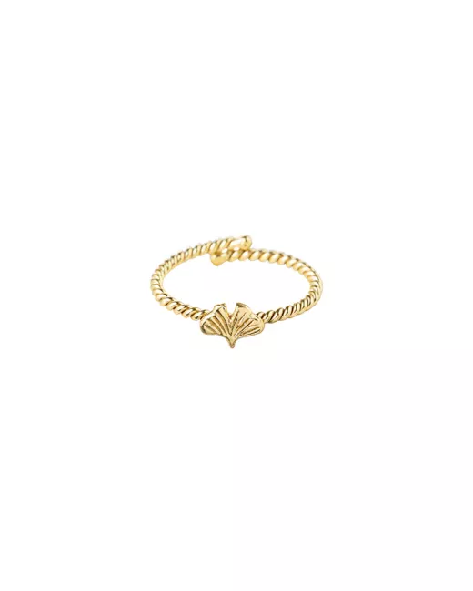 A Beautiful Story - Bague Honorable Ginkgo Plaquée Or