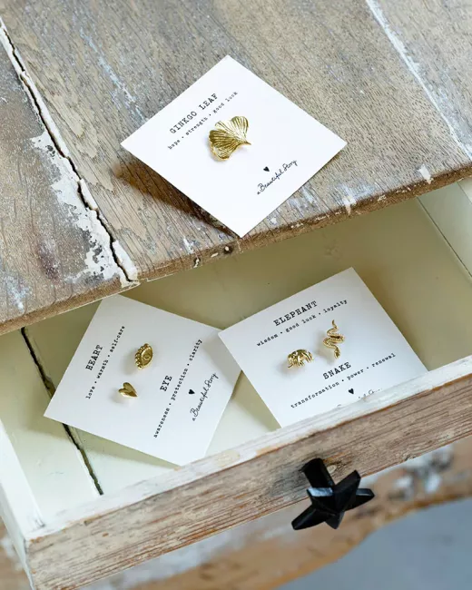 Broche Set Klavervier - Hart Verguld