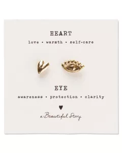 Brooch Set Clover - Heart Gold Plated