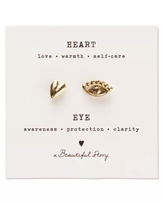 A Beautiful Story - Broche Set Cœur - Œil Plaqué Or