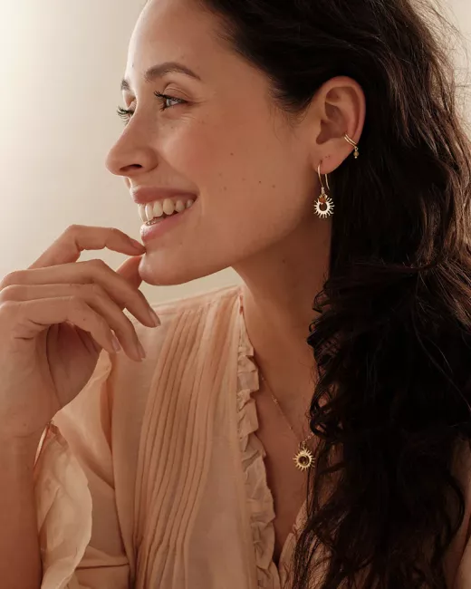 A Beautiful Story - Boucles d'oreilles Generous Cornaline Plaqué Or