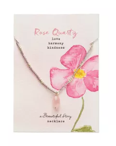 Wishing Rose Quartz Necklace Gold Colored